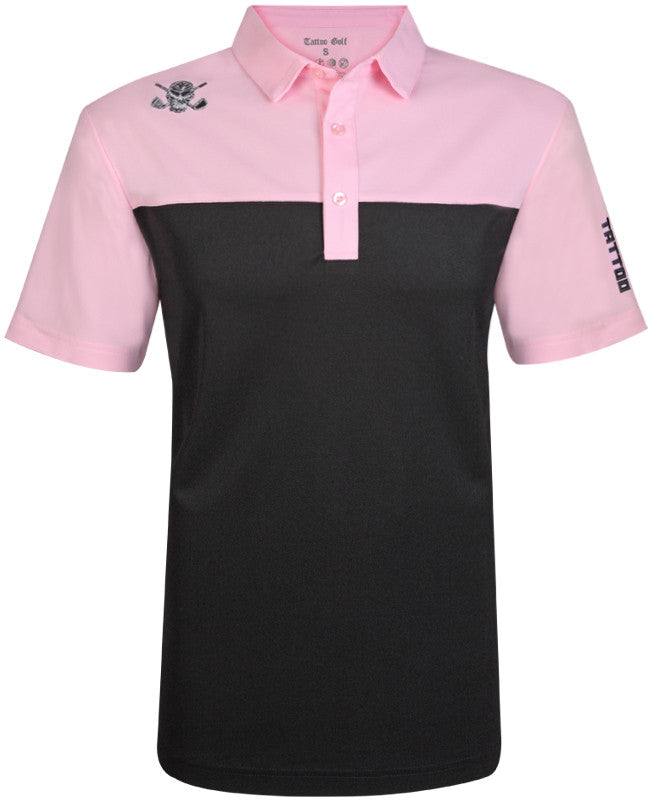 2-Tone Cool-Stretch Men's Golf Shirt | Black/Pink