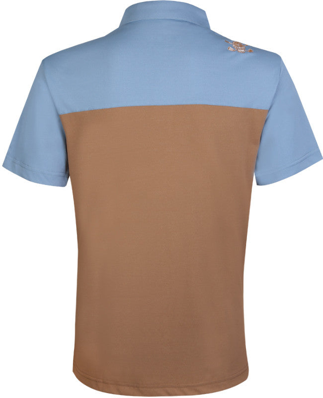 2-Tone Cool-Stretch Men's Golf Shirt | Brown/Blue