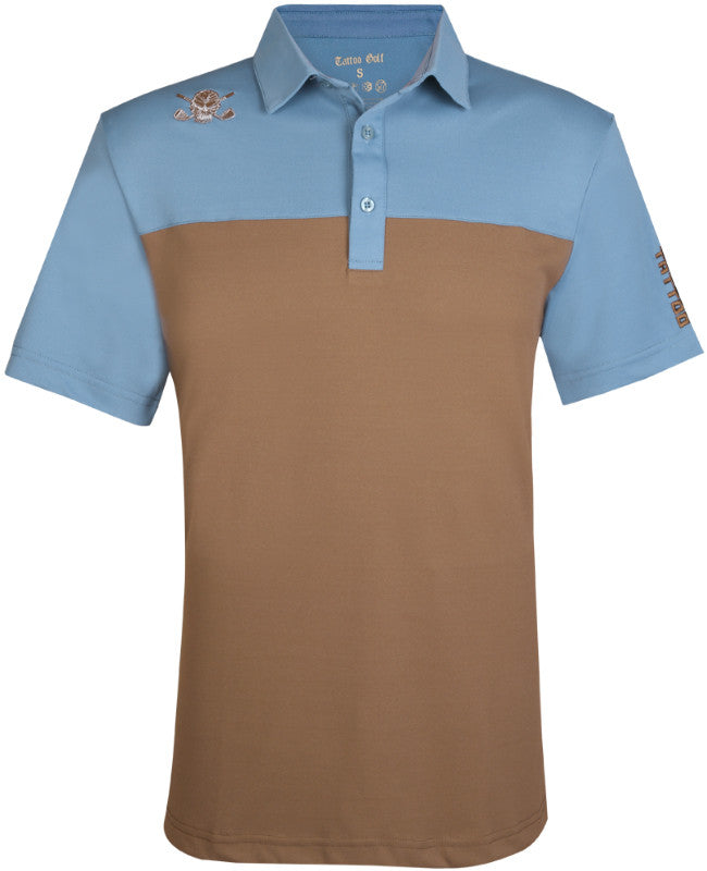 2-Tone Cool-Stretch Men's Golf Shirt | Brown/Blue