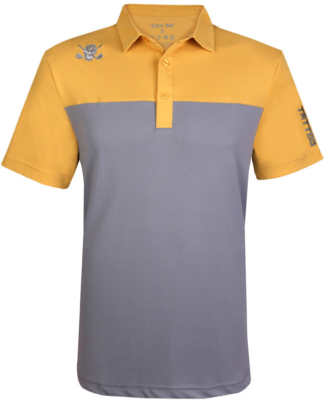 2-Tone Cool-Stretch Men's Golf Shirt | Grey/Gold