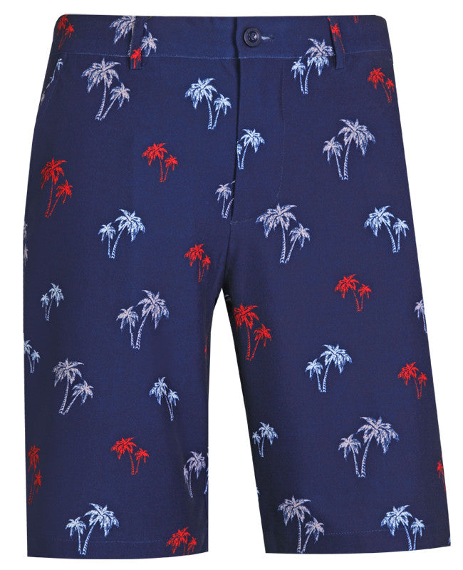 Palm Tree Cool-Stretch Men's Golf Shorts | Tattoo Golf | Blue