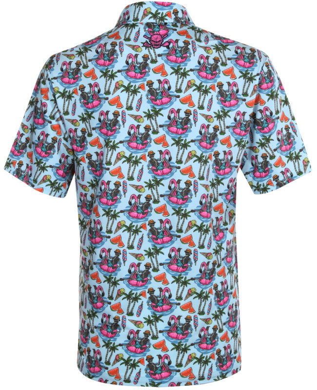 Summertime Cool-Stretch Men's Golf Shirt - Sea Blue