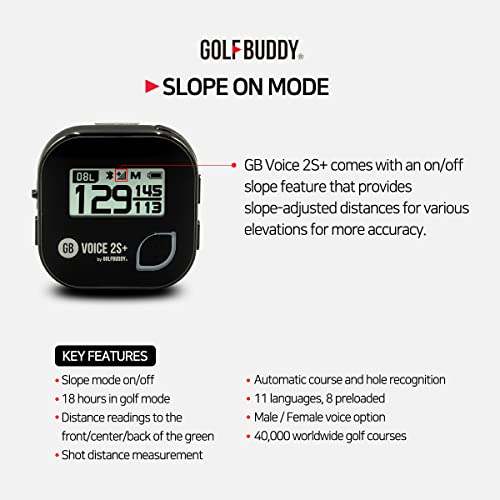 Golf Buddy Voice 2S+ Wearable Talking GPS Rangefinder