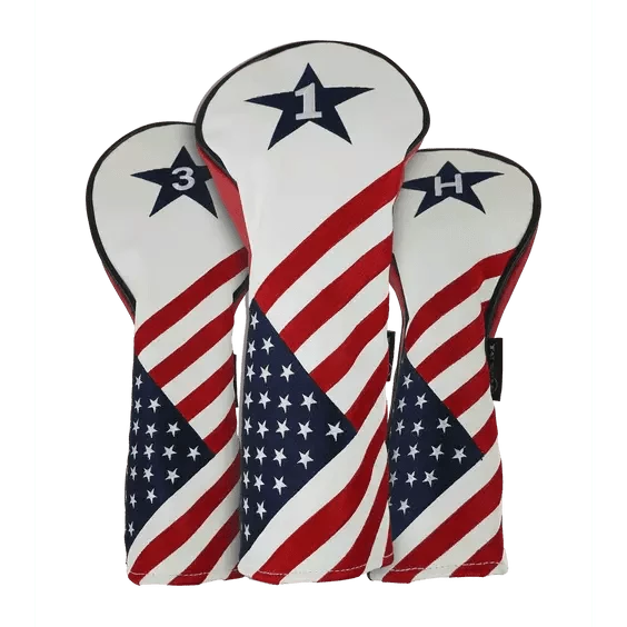 USA STARS AND STRIPES LEATHER HEADCOVER For DRIVER WOOD / HYBRID