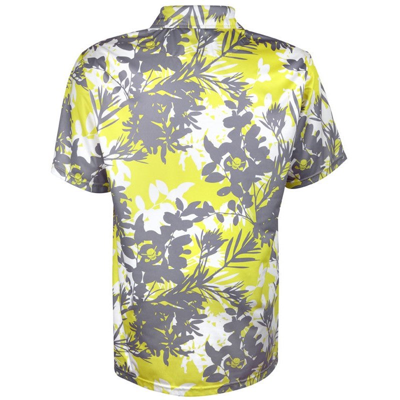 Tattoo Hawaiian Cool-Stretch Golf Shirt | Grey / Yellow
