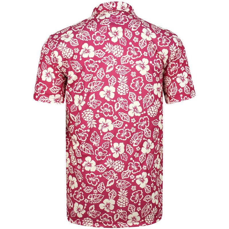Tattoo Hawaiian Cool-Stretch Golf Shirt | Red / Tan