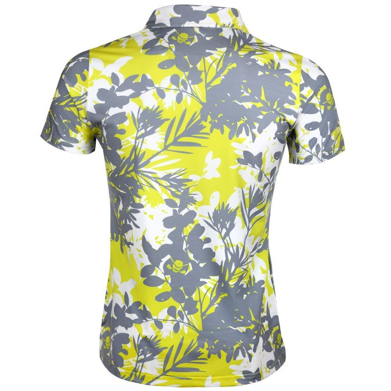 Women's Aloha Cool Stretch Golf Shirt Performance Design | Yellow & Grey