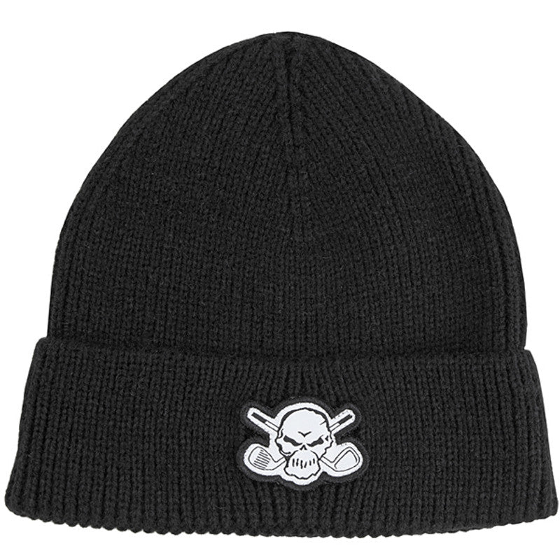 Tattoo Golf Cuffed Loose Knit Beanie Hat | Black