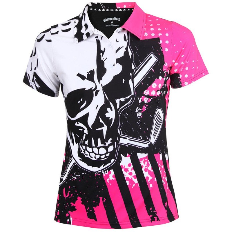 Women&#39;s Blade Cool Stretch Golf Shirt Giant Skull | Hot Pink