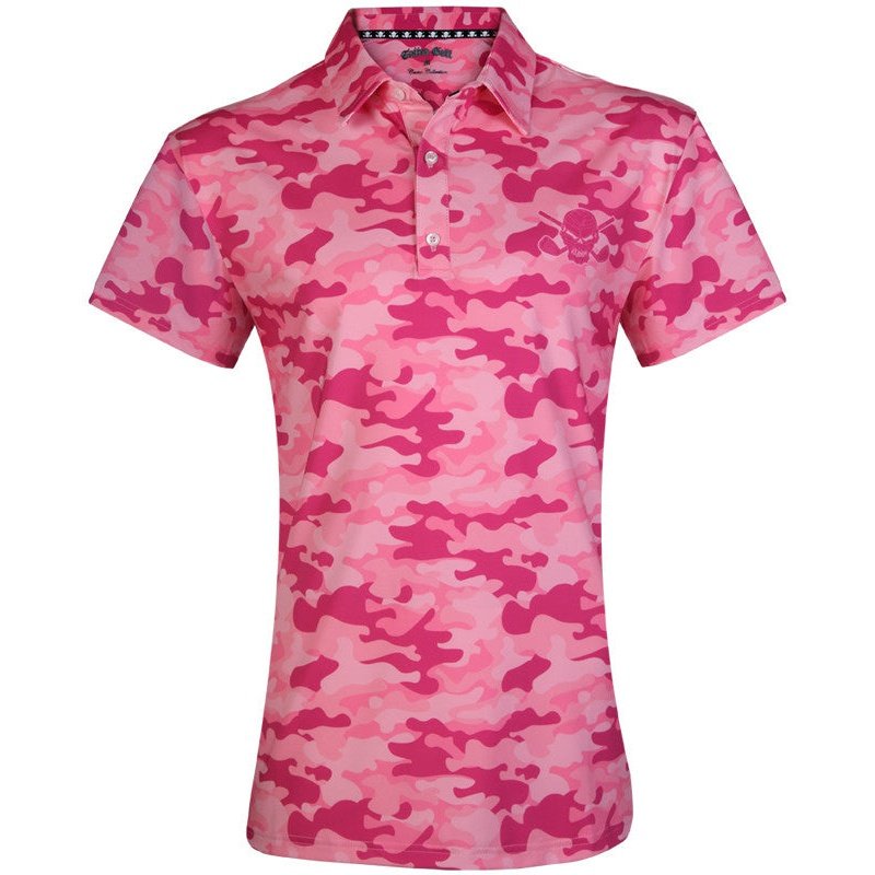 Women's Cool Stretch Golf Shirt Performance Design | Pink Camo