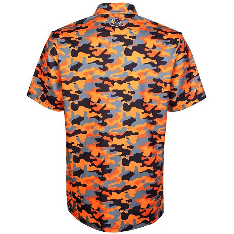 Tattoo Cool Stretch Golf Shirt | Orange Camo