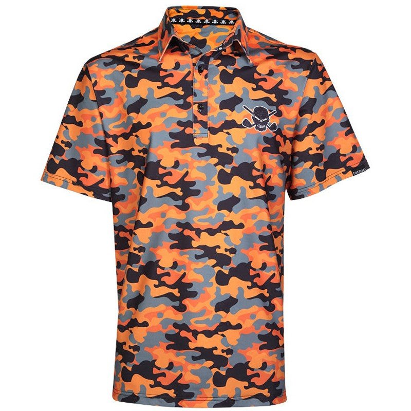 Tattoo Cool Stretch Golf Shirt | Orange Camo