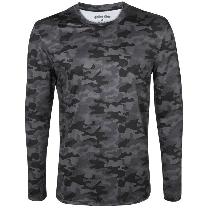 Men's Long Sleeve Lightweight Undershirt Tattoo Golf | Camo Black