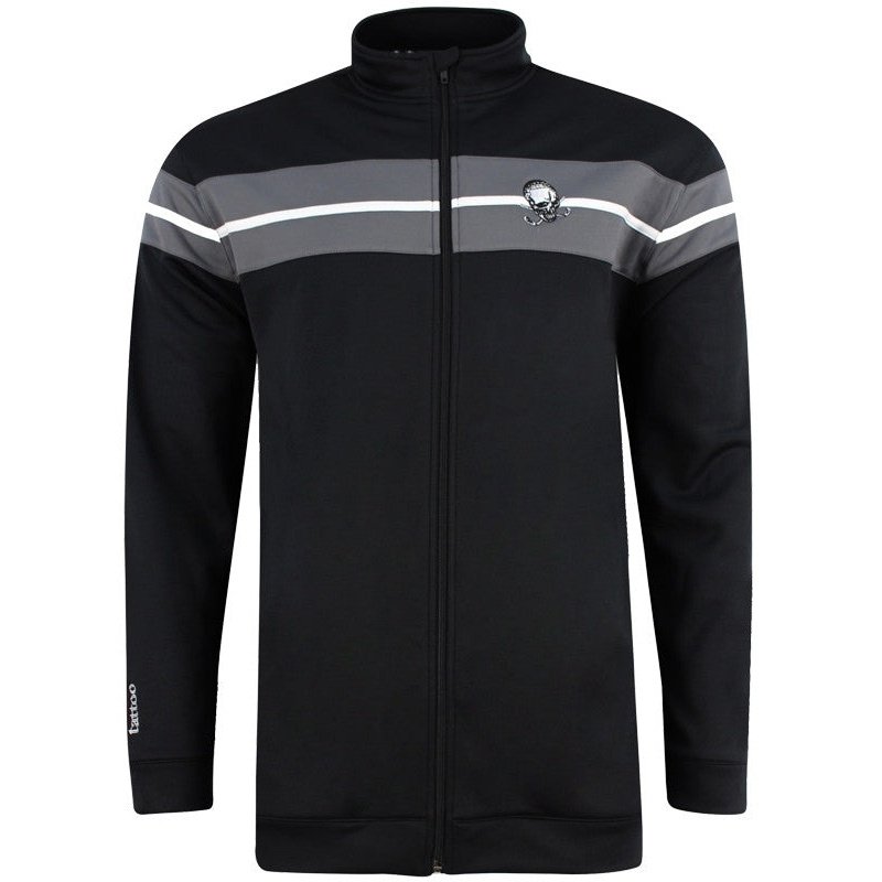 Men&#39;s Clubhouse Full-Zip Golf Jacket Skull Design | Black &amp; Grey