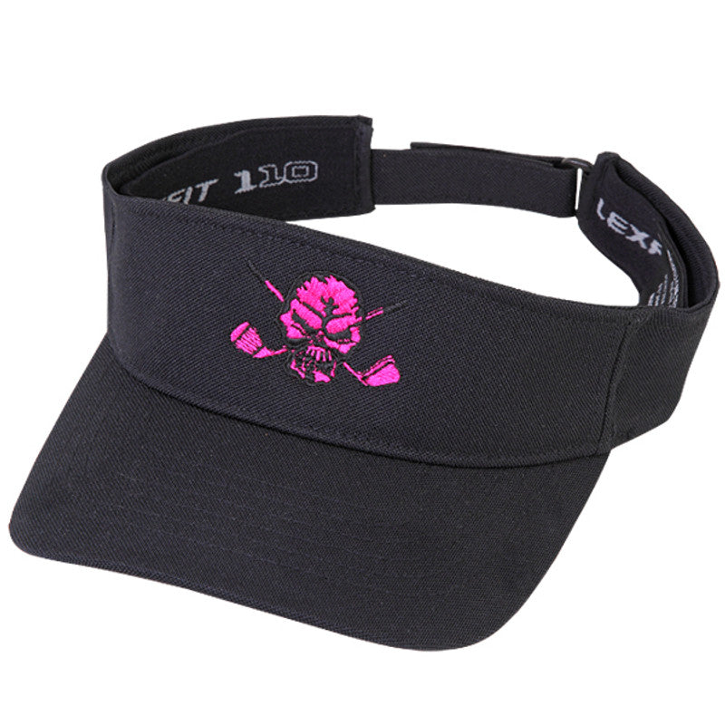 Tattoo Golf Lucky 13 Skull Flexfit Adjustable Visor |Black &amp; Pink