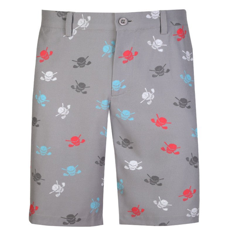 Dancing Skulls Cool-Stretch Men's Golf Shorts | Grey