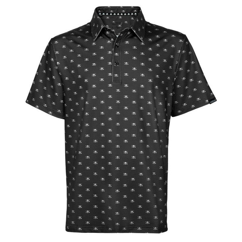 Tattoo Micro Skull Cool Stretch Golf Shirt | Black