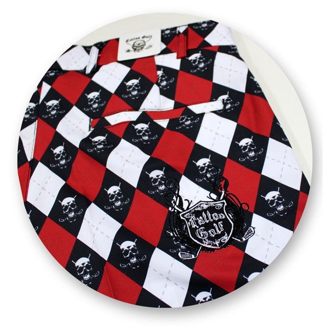 ProCool Argyle Monster Men&#39;s Golf Shorts | Red/White/Black