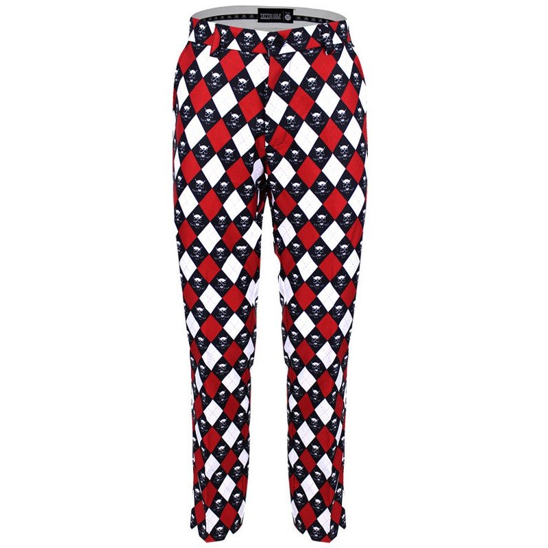Monster ProCool Argyle Men's Golf Pants (Red/Black/White