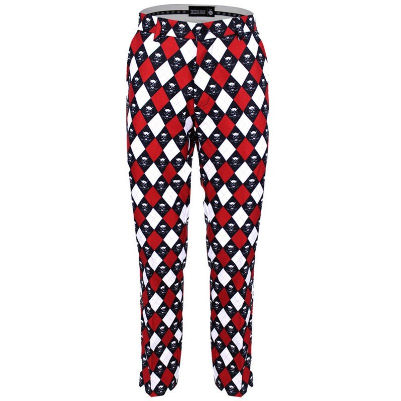 ProCool Monster Argyle Skull Performance Golf Pants Red/Black/White