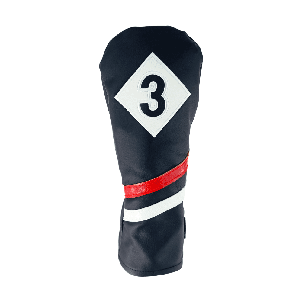 PREMIUM VINTAGE STYLE PU LEATHER GOLF CLUB HEADCOVERS | RETRO BLACK