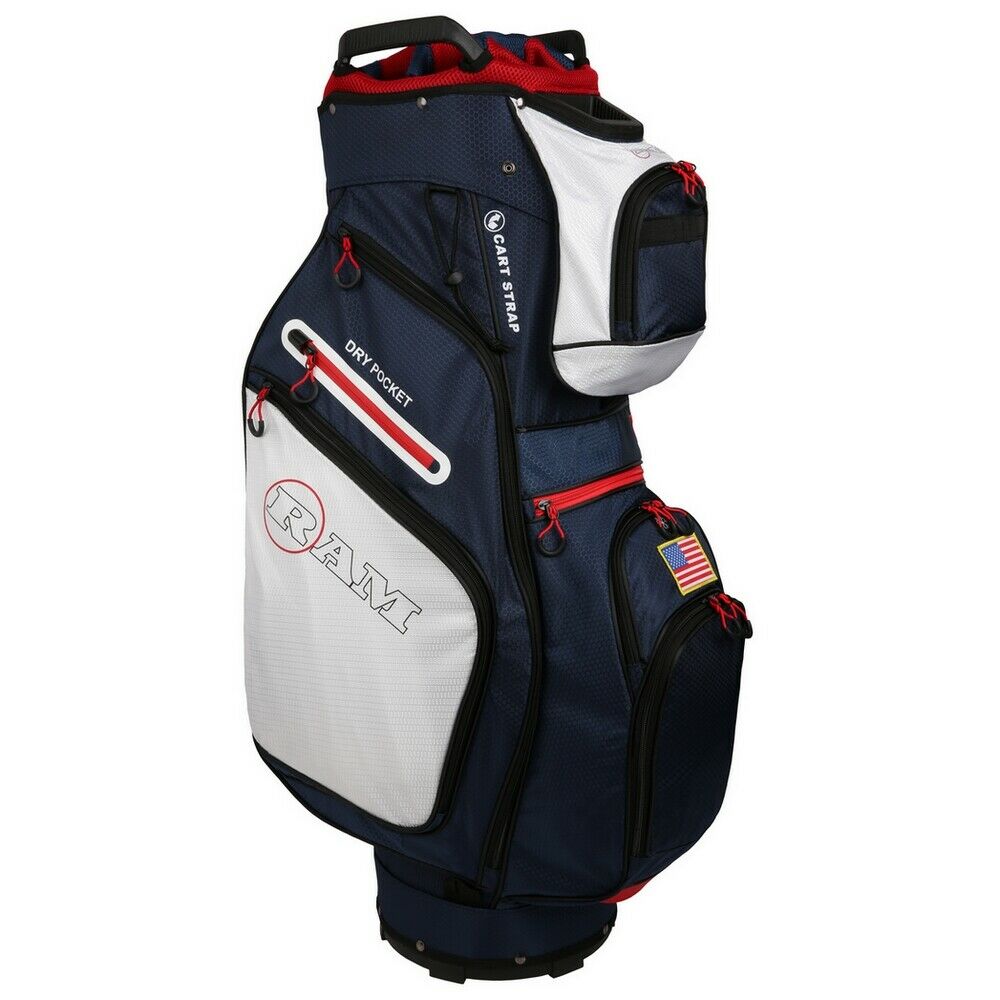 Ram FX Deluxe Golf Cart Bag with 14 Way Dividers | USA Flag