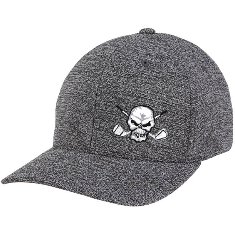 Tattoo Golf Skull Design Premium Fitted Hat | Dark Heather Grey