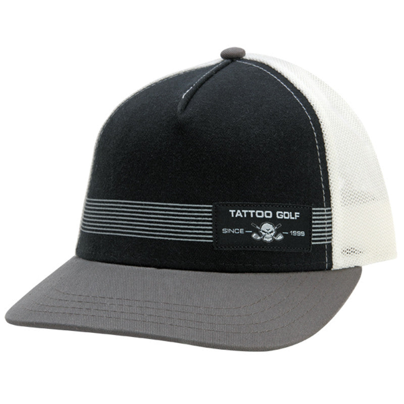 Tattoo Brand Snap Back Mesh Golf Hat | Black / White