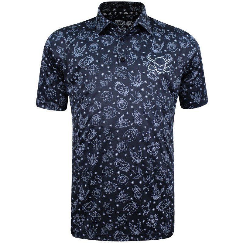 Tattoo Flash Cool-Stretch Golf Shirt | Black