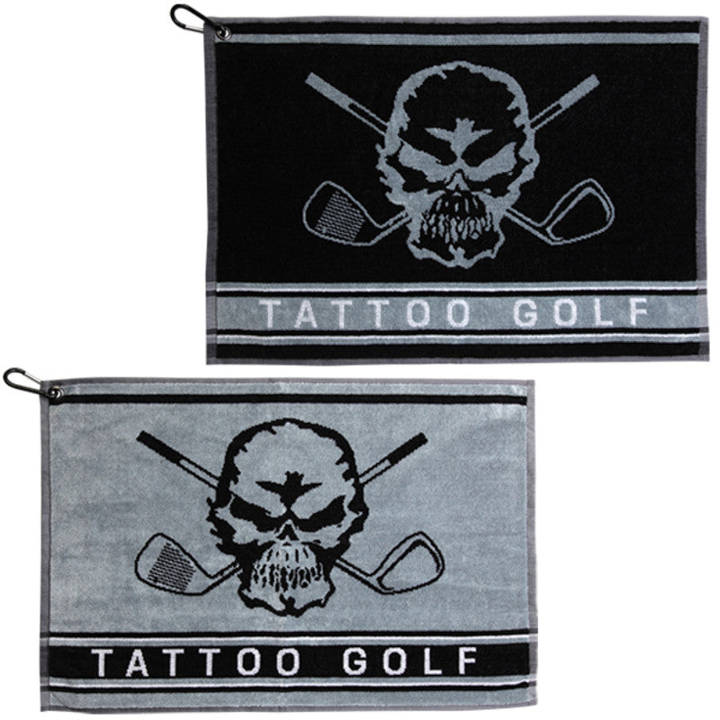 Woven Skull Design Golf Towel | Black or Grey 24&quot; x 16&quot;