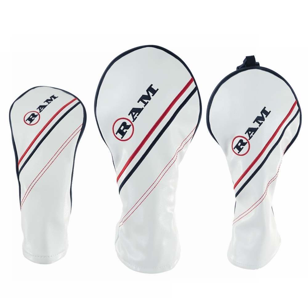 RAM GOLF FX PU LEATHER HEADCOVERS WHITE | SET OR INDIVIDUAL
