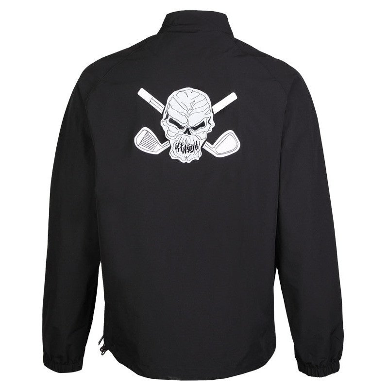 Men&#39;s Golf Quarter Zip Wind Breaker Pullover Skull Design | Black
