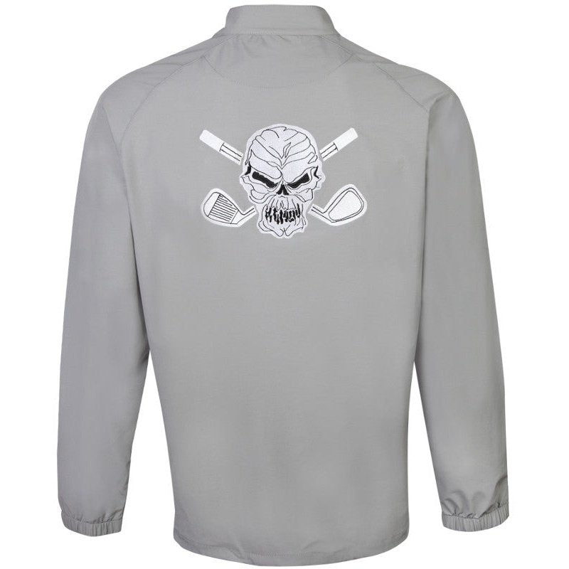 Men&#39;s Golf Quarter Zip Wind Breaker Pullover Skull Design | Grey
