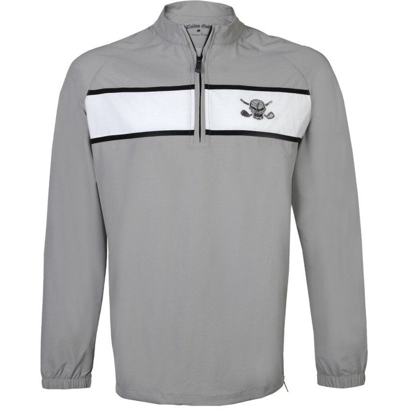 Men's Golf Quarter Zip Wind Breaker Pullover Skull Design | Grey