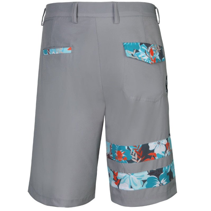 Zuma ProCool Men's Golf Shorts | Grey With Tropical Stripes