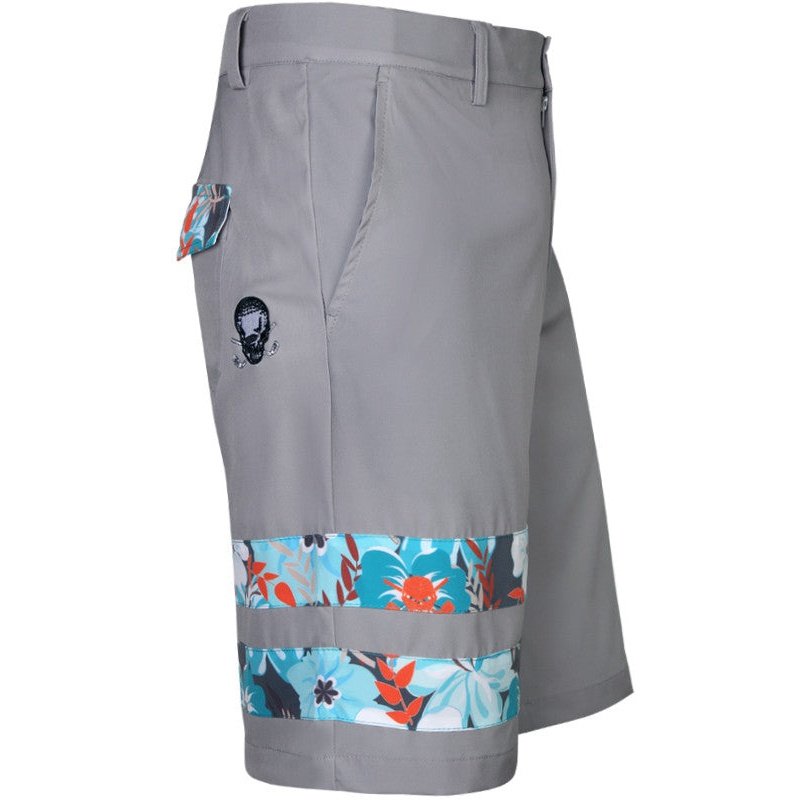 Zuma ProCool Men&#39;s Golf Shorts | Grey With Tropical Stripes