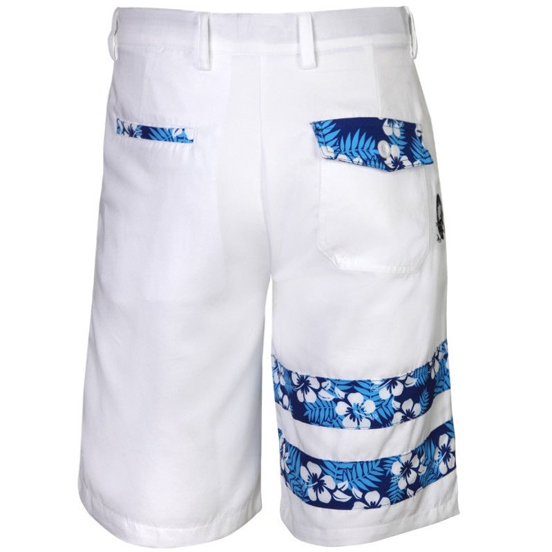 Zuma ProCool Men's Golf Shorts Tattoo | White With Blue Flowers