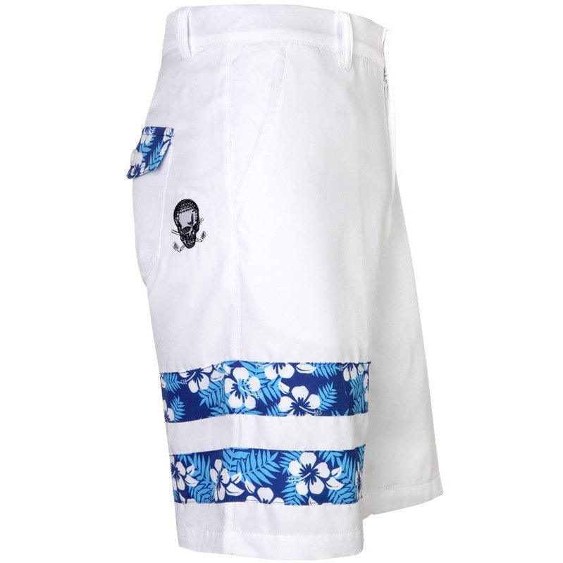 Zuma ProCool Men's Golf Shorts Tattoo | White With Blue Flowers